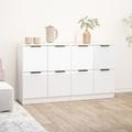 Set da 2 mobili combinabili credenza con ante design moderno vari colori colore : Bianco Lucido