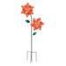 Evergreen Kinetic Stakes - Orange & Green Flower Double Flower Pinwheel Garden Stake
