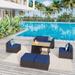 Outdoor Wicker 13-Piece Conversation set Sectional Sofa Set with Fire Pit Table