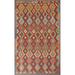 Geometric Reversible Kilim Oriental Area Rug Flat-weave Wool Carpet - 6'7" x 9'3"