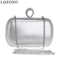 Pochette en métal avec bague pour femme sacs à main rétro sac à main doré diamants satin