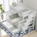 Stairway Twin-Over-Full Bunk Bed with Twin size Trundle, Solid Wood Trundle Bed Frame with Storage and GuardRail