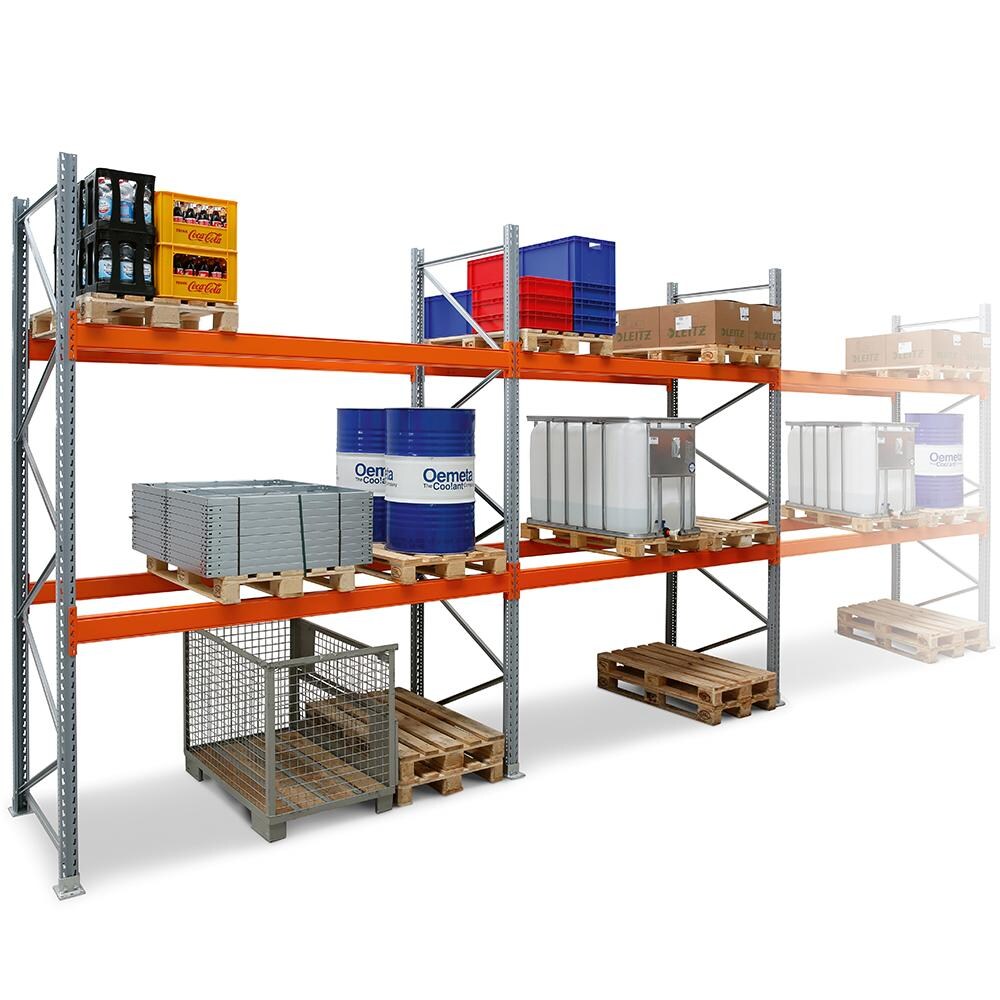 PROREGAL Palettenregal | Extra-Tall | HxBxT 450x565x110cm| Fachlast 3000 kg | 4-Ebenen | Grundfeld Image