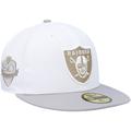 Men's New Era White/Gray Las Vegas Raiders 50th Anniversary Gold Undervisor 59FIFTY Fitted Hat