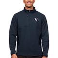 Men's Antigua Heather Navy BYU Cougars Course Quarter-Zip Pullover Top