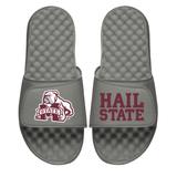 Youth ISlide Gray Mississippi State Bulldogs Mascot Slogan Slide Sandals