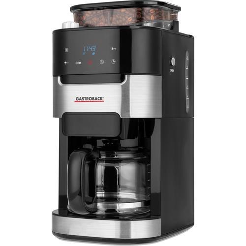 "GASTROBACK Kaffeemaschine mit Mahlwerk ""Grind & Brew Pro 42711"" Kaffeemaschinen Gr. 1,5 l, 12 Tasse(n), silberfarben (silberfarben, schwarz) Kaffeemaschine mit Mahlwerk"