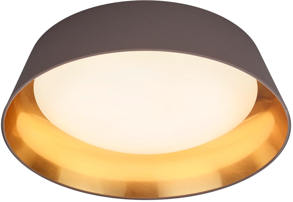 MY HOME Deckenleuchte "Josie", grau (taupe), 1, Ø 45cm H: 12cm, 1 Stk., Leuchten, Schirm taupe und innen goldfarbig, Ø 45cm, 3000 K, 2000 Lm, warmweiß, Deckenleuchte