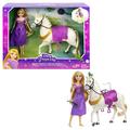 Mattel Disney Princess Toys, Rapunzel Doll with Maximus Horse, Pascal Figure, Brush and Riding Accessories, Inspired by the Disney Movie, HLW23