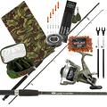 DNA Leisure Stalker Stalking 8ft 2lb Camo Rod & Reel Setup With Tackle & Bait Carp Fishing, L