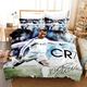YEOL 3D Bed Linen Star Ronaldo Duvet Cover Set Reversible Bed Linen Comfortable Microfibre Duvet Covers Bed Set 220 x 240 cm + 2 x Pillowcases 80 x 80 cm