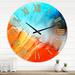 East Urban Home Oil on Canvas Textured Composition VI - Modern wall clock Metal in Blue | 16 H x 16 W x 1 D in | Wayfair