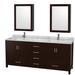 Wyndham Collection Sheffield 80" Double Bathroom Vanity Set w/ Mirror & Medicine Cabinet Wood/Stone in Brown/Gray | 35 H x 80 W x 22 D in | Wayfair