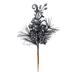 The Holiday Aisle® 10" Gunmetal Berry Glitter Leaf Artificial Christmas Pick, 12 Per Bag Plastic | 10 H x 5 W x 5 D in | Wayfair