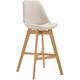 Tabouret de bar chaise haute design scandinave moderne en tissu crème - crèmem