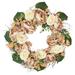 Peach and White Floral Fall Harvest Artificial Wreath, 22-Inch