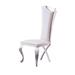 Set of 2 Leatherette/Velvet Unique Design Backrest Dining Chair with Stainless Steel Legs