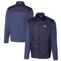 Men's Cutter & Buck Navy New York Jets Big Tall Stealth Hybrid Quilted Full-Zip Windbreaker Jacket