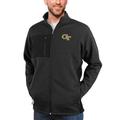 Men's Antigua Heather Black Georgia Tech Yellow Jackets Course Full-Zip Jacket