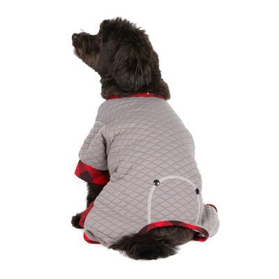 Hotel Doggy Gray Quilted Pajama Onesie for Dogs, X-Large