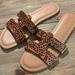 J. Crew Shoes | J Crew Leopard Animal Print Slide Sandals 10 | Color: Black/Brown | Size: 10