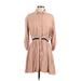 Zara Basic Casual Dress - Shirtdress: Pink Color Block Dresses - Women's Size Small