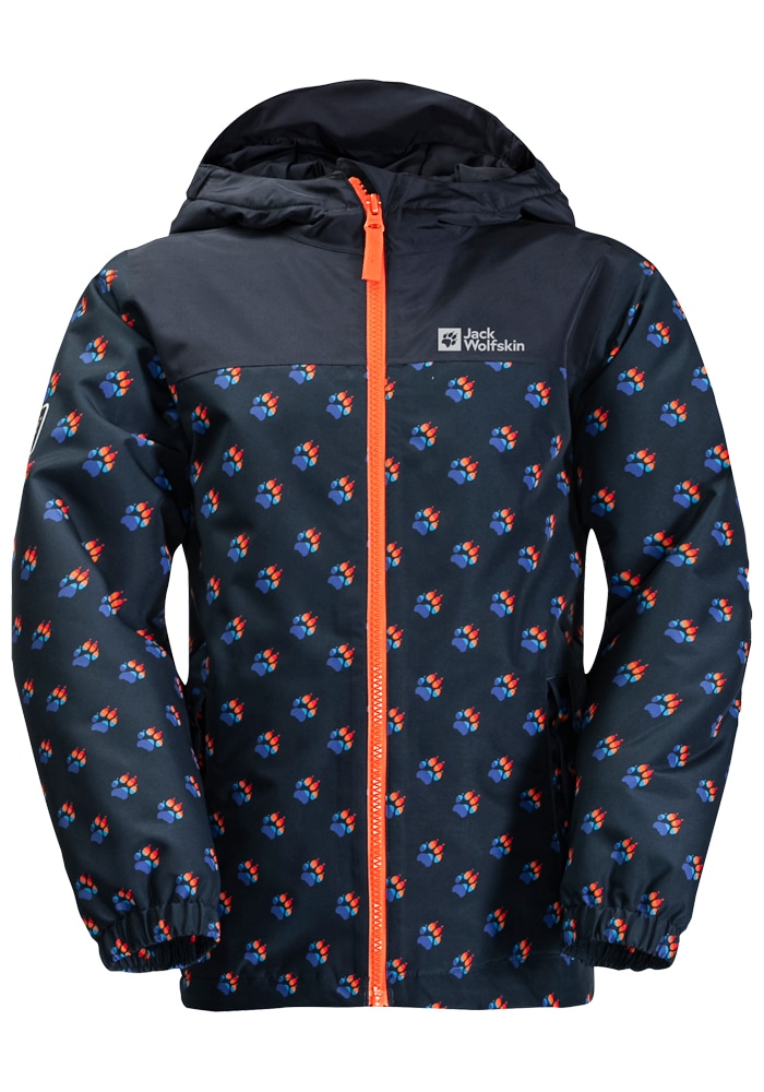 Funktionsjacke JACK WOLFSKIN "RAINBOW PAW JACKET K", Kinder, Gr. 116, blau (night, blau, all, over), OBERSTOFF 100% POLYESTER FUTTER 100% POLYESTER FÜLLUNG 100% POLYESTER, Jacken Image