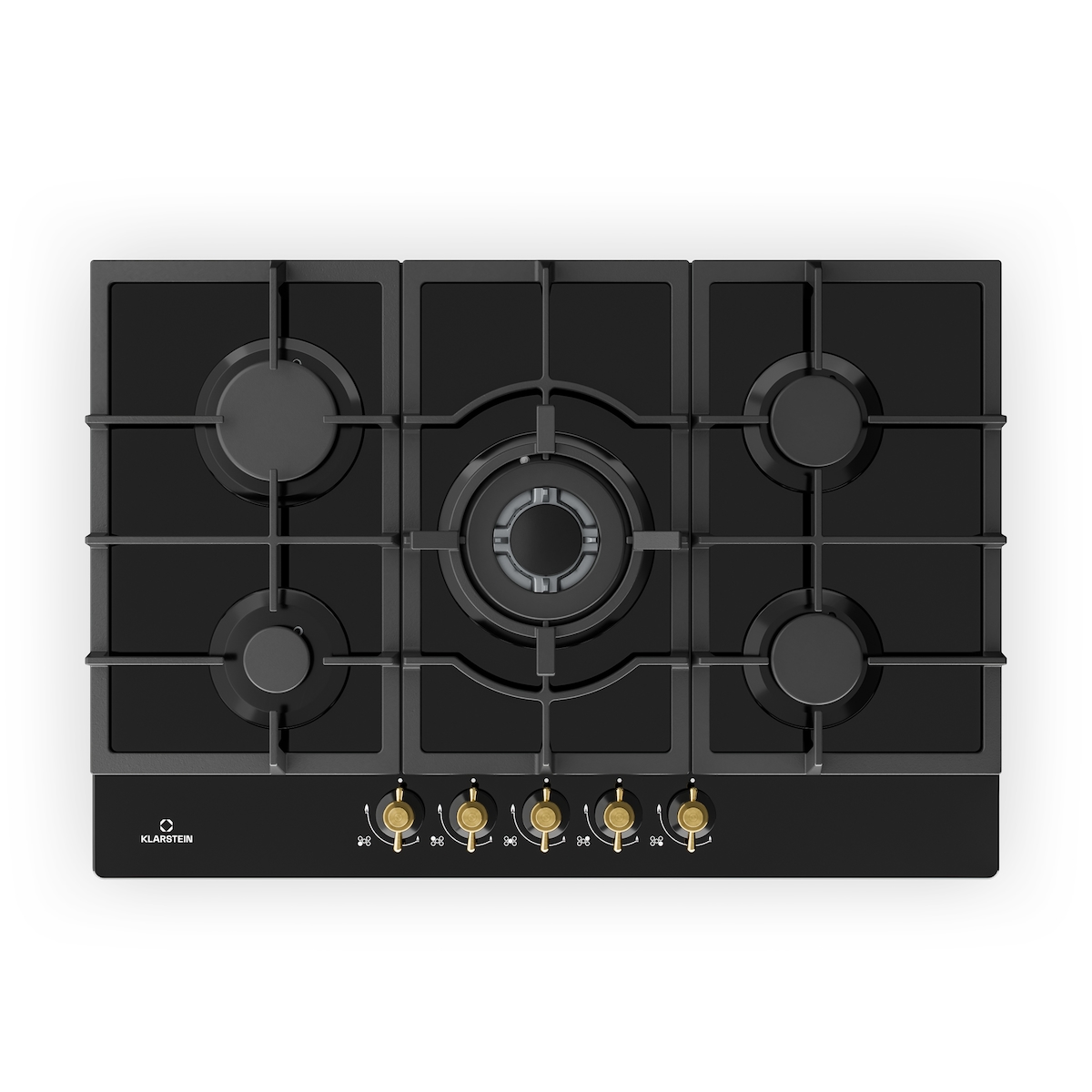 Klarstein Victoria 5 Gaskochfeld 5-flammig Sabaf-Brenner Glaskeramik Retro-Look Schwarz Image