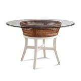 Braxton Culler Boone Dining Table Wood/Glass/Wicker/Rattan in Blue/Brown | 29 H x 48 W x 48 D in | Wayfair 1017-075/GL0999-098/BLUEBERRY/COFFEE