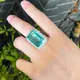 CWWZircons – bague de luxe ajustable en zircon cubique vert grande taille Rectangle pour femmes