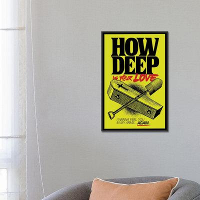 East Urban Home 'How Deep Is Your Love?' Graphic Art Print on Canvas Metal in Black/Yellow | 48 H x 32 W in | Wayfair