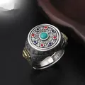 Bague marcassite rotative en argent 925 avec pierre pour homme et femme ouverture rétro bague de