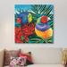 East Urban Home 'Birds in Paradise II' Graphic Art Print on Wrapped Canvas Paper, Cotton in Black/Blue/Orange | 24" H x 24" W x 1" D | Wayfair