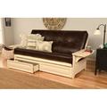 The Twillery Co.® Stratford Full Futon & Mattress w/ Drawer Set Faux Leather/Wood/Solid Wood in Red/White | 37 H x 82 W x 31 D in | Wayfair