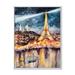 Ophelia & Co. Paris At Night w/ Bright Shining Eiffel Tower - Print on Canvas in Blue | 20 H x 12 W x 1 D in | Wayfair