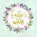 Trinx Easter is on Its Way Wreath Blush - Wrapped Canvas Textual Art Canvas in White | 36 H x 36 W x 1.25 D in | Wayfair