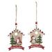 The Holiday Aisle® 2 Piece Alpine Bird House Holiday Shaped Ornament Set Wood in Brown/Red | 5 H x 3.75 W x 0.25 D in | Wayfair