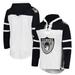 Men's '47 Las Vegas Raiders Heather Gray Historic Logo Gridiron Lace-Up Pullover Hoodie