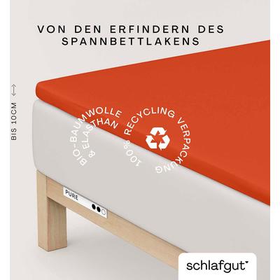 Spannbettlaken SCHLAFGUT "PURE TOPPER in Gr. 90x200, 140x200 oder 180x200 cm, Laken für Topper", rot (rot mid), B:140-16