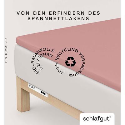 Spannbettlaken SCHLAFGUT "PURE TOPPER in Gr. 90x200, 140x200 oder 180x200 cm, Laken für Topper", lila (lila mid), B:140-