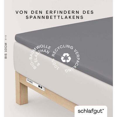 Spannbettlaken SCHLAFGUT "PURE TOPPER in Gr. 90x200, 140x200 oder 180x200 cm, Laken für Topper", grau (grau mid), B:180-