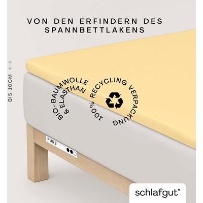 Spannbettlaken SCHLAFGUT "PURE TOPPER in Gr. 90x200, 140x200 oder 180x200 cm, Laken für Topper", gelb (gelb mid), B:140-