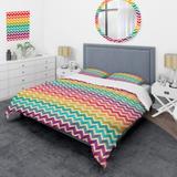 Designart 'Geometric Multicolor Zigzags Pattern' Modern Duvet Cover Set