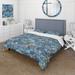 Designart 'Blue And Black Seamless Floral Pattern' Modern Duvet Cover Set