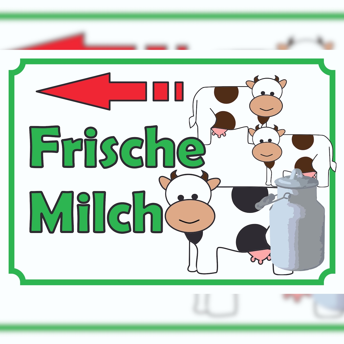 Verkaufsschild Schild Frische Milch mit Pfeil nach links A0 (841x1189mm) Image