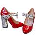Gucci Shoes | New Gucci Nimeu Bow Polished Red Calfskin Black/White Snakeskin Mary Jane Pumps | Color: Red/White | Size: 8
