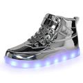 Voovix Kids LED Light up Shoes Flashing Trainers High-top Charging Sneakers with Remote Control for Boys and Girls(Silver,33)