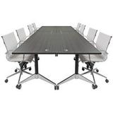 60" x 132" Flip Top Modular Conference Table & White Leather Chairs - Conference Set