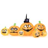 8 Feet Long Halloween Inflatable Pumpkins with Witch's Cat - 8ft x 3.1ft x 3.8ft (L x W x H)