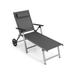 Adjustable Patio Folding Chaise Lounge Chair with Wheels - 57.5"-68" x 26" x 41.5"-31" (L x W x H)